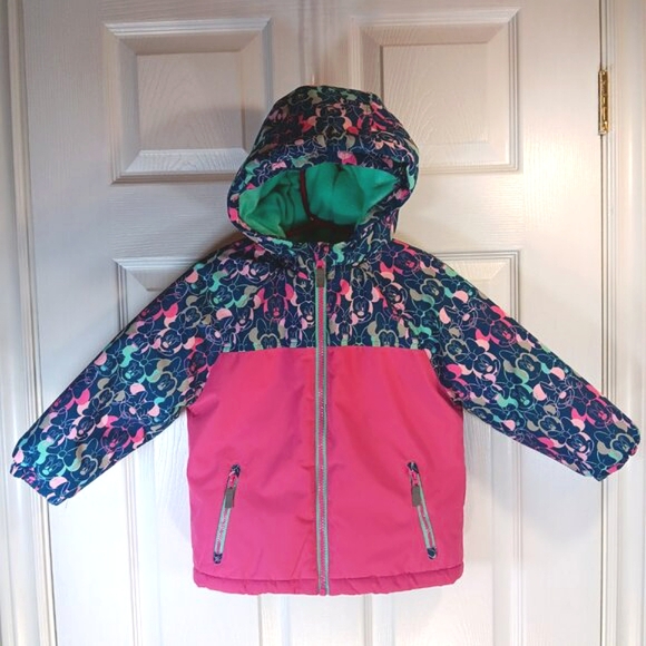 Minnie Mouse Puffer Jacket Winter Coat Disney Pink Teal Girls Size 3T NWOT - Picture 11 of 16